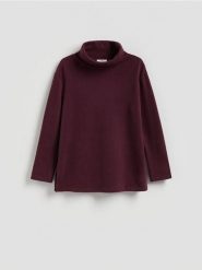 Bluza ze stójką - ciemnofioletowy. Fioletowe bluzy damskie Reserved, l, bez wzorów, z bawełny, bez kaptura. Za 109.99 zł.