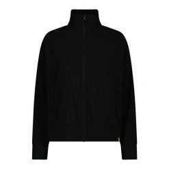 Kurtka damska z zamkiem i wysokim kołnierzem CMP. Czarne bluzy sportowe damskie CMP, bez wzorów, bez kaptura, narciarskie. Za 348.00 zł.