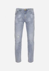 Niebieskie Jeansy Skinny z Przetarciami i Wsuwanymi Kieszeniami Faroria. Niebieskie jeansy męskie Born2be. Za 89.99 zł.