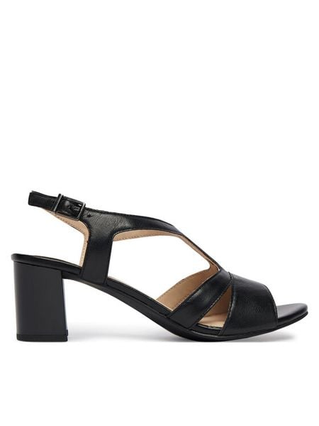 Caprice Sandały 9-28308-46 Czarny. Czarne sandały damskie Caprice, bez wzorów, ze skóry, bez obcasa, na słupku, bez zapięcia. Za 228.99 zł.