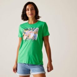 Koszulka sportowa damska Filandra VX. Zielone koszulki sportowe damskie Regatta, bez wzorów, bez kołnierzyka, bez ramiączek. Za 121.00 zł.