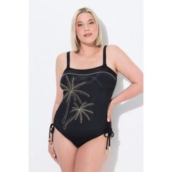 Damski Strój kąpielowy uniwersalny miękkie miseczki odpinane ramiączka. Czarne kostiumy jednoczęściowe damskie Ulla Popken, plus size, bez wzorów, z elastanu, sportowe, plus size, do pływania. Za 294.99 zł.