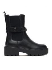 Nine West Sztyblety CEO-KAMILA-01 Czarny. Czarne botki damskie Nine West, z materiału, bez obcasa, na płaskiej podeszwie, bez zapięcia. Za 279.99 zł.