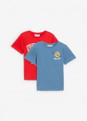 T-shirt z czystej bawełny organicznej (2 szt.). Czerwone koszule dla chłopców bonprix, bez wzorów, z bawełny, bez ramiączek. Za 49.98 zł.