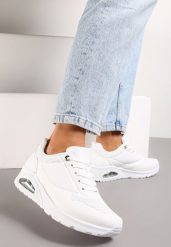 Białe Sneakersy z Podeszwą Air i Ozdobną Perforacją Florias. Białe obuwie sportowe damskie Born2be, bez wzorów. Za 79.99 zł.