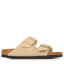 Sandały Birkenstock Arizona Birko Flor Damskie. Brązowe sandały damskie Birkenstock, bez wzorów, z materiału, bez obcasa, bez zapięcia. Za 477.45 zł.