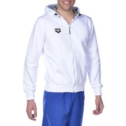 Bluza męska Arena Team Line Hooded Jacker. Szare bluzy sportowe męskie Arena, m, bez wzorów, z bawełny, z kapturem, do pływania. Za 111.98 zł.