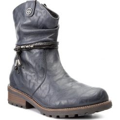 Botki RIEKER - Z0471-14 Blue. Niebieskie botki damskie Rieker, ze skóry ekologicznej, bez obcasa, na obcasie. W wyprzedaży za 209.00 zł.