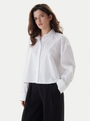 Calvin Klein Jeans Koszula LV047C141G Biały Boxy Fit. Białe bluzki damskie Calvin Klein Jeans, xs, bez wzorów, z bawełny, bez kołnierzyka, bez ramiączek. Za 489.99 zł.