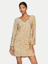 Vila Sukienka koktajlowa Faith 14102265 Beżowy Regular Fit. Brązowe sukienki damskie Vila, l, bez wzorów, z syntetyku, wizytowe, bez kołnierzyka, bez ramiączek. Za 139.99 zł.