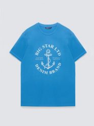 Koszulka męska z kontrastowym nadrukiem niebieska Kartes 401. Niebieskie t-shirty męskie Big Star, l, bez wzorów, z bawełny, eleganckie, bez kołnierzyka. Za 79.99 zł.