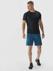4F Spodenki treningowe regular szybkoschnące męskie - turkusowe S. Niebieskie krótkie spodenki sportowe męskie 4f, m, bez wzorów, z dzianiny, na fitness i siłownię. W wyprzedaży za 59.99 zł.