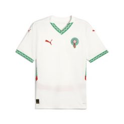 Męska koszulka wyjazdowa Maroko 2025 PUMA White Fast Green Red. Białe koszulki sportowe męskie Puma, m, bez wzorów, bez kołnierzyka, bez ramiączek, do piłki nożnej. W wyprzedaży za 344.00 zł.