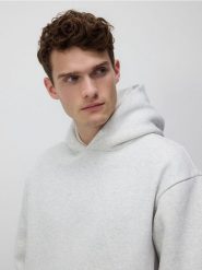 Bluza z kapturem - ciemnoszary. Szare bluzy męskie Reserved, l, bez wzorów, z bawełny, z kapturem. Za 129.99 zł.