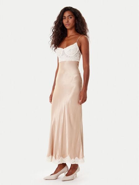 Bardot Sukienka koktajlowa Tzariana 60118DB Beżowy Regular Fit. Brązowe sukienki damskie Bardot, bez wzorów, z syntetyku, wizytowe, bez kołnierzyka, bez ramiączek. Za 489.99 zł.