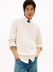 Tommy Hilfiger sweter z dzianiny Mężczyźni Bawełna biały, XL. Białe swetry przez głowę męskie Tommy Hilfiger, m, bez wzorów, z bawełny, bez kołnierzyka. Za 279.95 zł.
