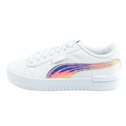 Buty Puma Jada Holo 383759 01 białe. Białe obuwie sportowe damskie bez wzorów, ze skóry ekologicznej. W wyprzedaży za 257.18 zł.