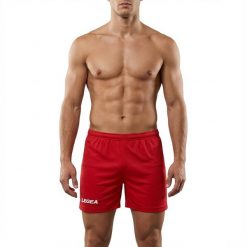 Szorty do biegania z elastycznym pasem czerwone. Czerwone szorty sportowe damskie Legea, na lato, bez wzorów, do biegania. Za 80.00 zł.