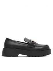DeeZee Loafersy CEO-HY18638-4 Czarny. Czarne półbuty damskie DeeZee, bez wzorów, ze skóry, bez obcasa, na obcasie, bez zapięcia. Za 149.99 zł.