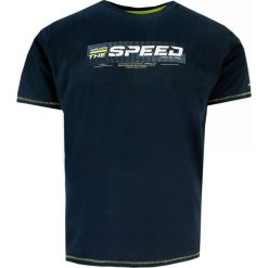 T-shirt Bawełniany Granatowy z Krótkim Rękawem, Męski z Nadrukiem, U-neck -PAKO JEANS. Niebieskie t-shirty męskie Pako Jeans, m, bez wzorów, z bawełny, casualowe, bez kołnierzyka. Za 69.00 zł.