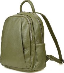 Vera Pelle Włoski Plecak Skórzany A4 damski dużo kieszeni oliwkowy C79. Zielone plecaki damskie Vera Pelle, bez wzorów. Za 351.99 zł.