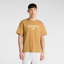 Koszulka męska New Balance MT61D0U5ABG – pomarańczowa. Brązowe koszulki sportowe męskie New Balance, m, z aplikacjami, z dresówki, bez kołnierzyka, bez ramiączek. Za 139.99 zł.