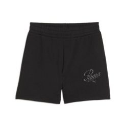 Damskie szorty z wysokim stanem ESS SCRIPT 5" PUMA Black. Czarne szorty damskie Puma, l, bez wzorów, z podwyższonym stanem. Za 100.99 zł.