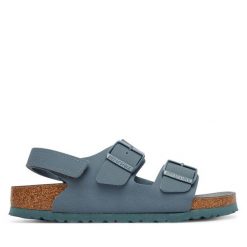 Sandały Birkenstock. Niebieskie sandały chłopięce Birkenstock, bez zapięcia. Za 319.99 zł.