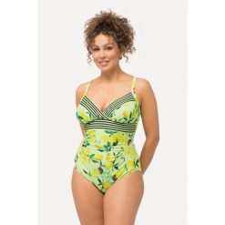 Damski Strój kąpielowy cytryny miękkie miseczki regulowane ramiączka. Żółte kostiumy jednoczęściowe damskie Ulla Popken, plus size, bez wzorów, z elastanu, sportowe, plus size, do pływania. Za 244.99 zł.