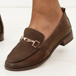 Brązowe skórzane Polskie mokasyny damskie Deoni D677. Brązowe mokasyny damskie Deoni, z jeansu, eleganckie. Za 439.00 zł.