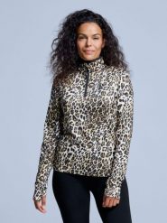 Bluza narciarska - Damska - Arty - Wzór w panterkę. Brązowe bluzy damskie POEDERBAAS, m, bez wzorów, z elastanu, bez kaptura. Za 242.82 zł.