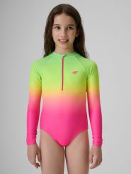 4F Kostium kąpielowy jednoczęściowy dziewczęcy - multikolor 146/152 (10-12 lat). Brązowe stroje kąpielowe dla dziewczynek 4f, bez wzorów, z materiału. Za 119.99 zł.