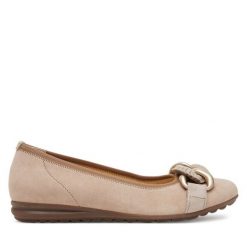 Baleriny Gabor. Brązowe baleriny damskie Gabor, bez wzorów, bez obcasa. Za 429.99 zł.