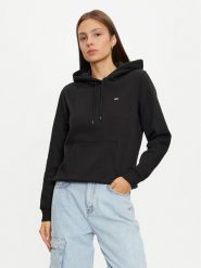 Tommy Jeans Bluza DW0DW19958 Czarny Regular Fit. Czarne bluzy damskie Tommy Jeans, xl, bez wzorów, z bawełny, bez kaptura. Za 219.99 zł.