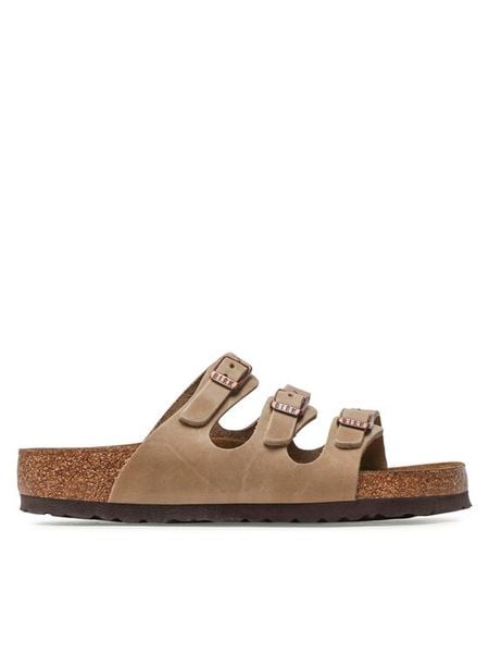 Birkenstock Klapki Florida 1011432 Beżowy. Brązowe klapki damskie Birkenstock, bez wzorów, ze skóry, bez obcasa. Za 509.99 zł.
