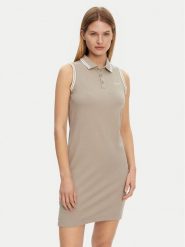 Guess Sukienka codzienna V5GK04 KCOK1 Khaki Regular Fit. Brązowe sukienki damskie Guess, na co dzień, l, z aplikacjami, z bawełny, bez kołnierzyka, bez ramiączek, proste. Za 179.99 zł.