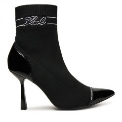 Botki KARL LAGERFELD. Czarne botki damskie KARL LAGERFELD, bez obcasa, na szpilce, bez zapięcia. Za 829.99 zł.