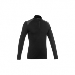 Koszulka trekkingowa długi rękaw TechWOOL 190 męska zamek. Czarne bluzki z długim rękawem męskie FORCLAZ, z materiału. Za 129.99 zł.