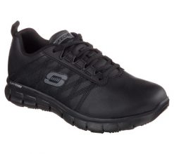 Buty do chodzenia damskie, Skechers Sure Track-Erath. Czarne obuwie sportowe damskie Skechers, bez wzorów, z materiału, trekkingowe. Za 359.99 zł.