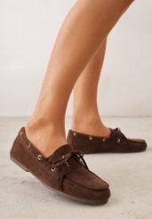Brązowe Mokasyny VICES z Wkładką ze Skóry Naturalnej ze Sznurowaniem Nairis. Brązowe mokasyny damskie Renee, z materiału. Za 99.99 zł.