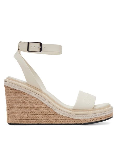 Calvin Klein Espadryle Wedge Sandal 70 - He HW0HW02376 Biały. Białe sandały damskie Calvin Klein, bez wzorów, ze skóry, bez obcasa, bez zapięcia. Za 319.99 zł.
