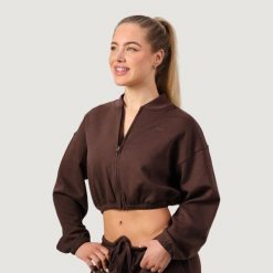 Bluza damska fitness z zamkiem bez kaptura Mocha NEO. Brązowe bluzy damskie GYMBEAM, xl, bez wzorów, z bawełny, bez kaptura, na fitness i siłownię. Za 119.90 zł.
