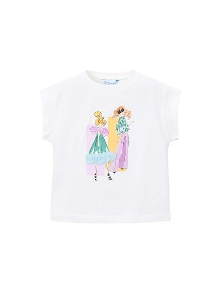 Mayoral Top 3005 Écru Regular Fit. Białe t-shirty i topy dla dziewczynek Mayoral, bez wzorów, z bawełny, bez ramiączek. Za 79.99 zł.