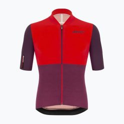 Koszulka rowerowa męska Santini Redux Istinto. Czerwone bluzy męskie SANTINI, bez zapięcia, rowerowe. Za 449.99 zł.