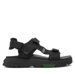 Sandały Lacoste. Czarne sandały damskie Lacoste, bez wzorów, bez obcasa, na płaskiej podeszwie, bez zapięcia. Za 519.99 zł.