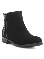 Jenny Fairy Botki W16AW462-6 Czarny. Czarne botki damskie Jenny Fairy, z materiału, bez obcasa, na płaskiej podeszwie, bez zapięcia. Za 139.99 zł.