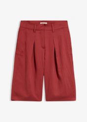 Bermudy z mieszanki wiskozy. Czerwone spodnie materiałowe damskie bonprix, bez wzorów, z wiskozy. Za 127.99 zł.