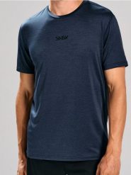 Koszulka regular fit - granatowy. Niebieskie koszulki sportowe męskie Sinsay, l, bez wzorów, bez kołnierzyka, bez ramiączek. Za 29.99 zł.