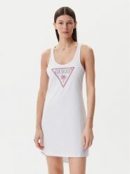 Guess Sukienka letnia E5GP01 I3Z14 Biały Regular Fit. Białe sukienki damskie Guess, na lato, xs, z aplikacjami, z bawełny, bez kołnierzyka, bez ramiączek. Za 119.99 zł.
