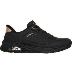 Buty do chodzenia damskie Skechers 190177BBK. Czarne obuwie sportowe damskie Skechers, bez wzorów, z jeansu, trekkingowe. Za 437.00 zł.